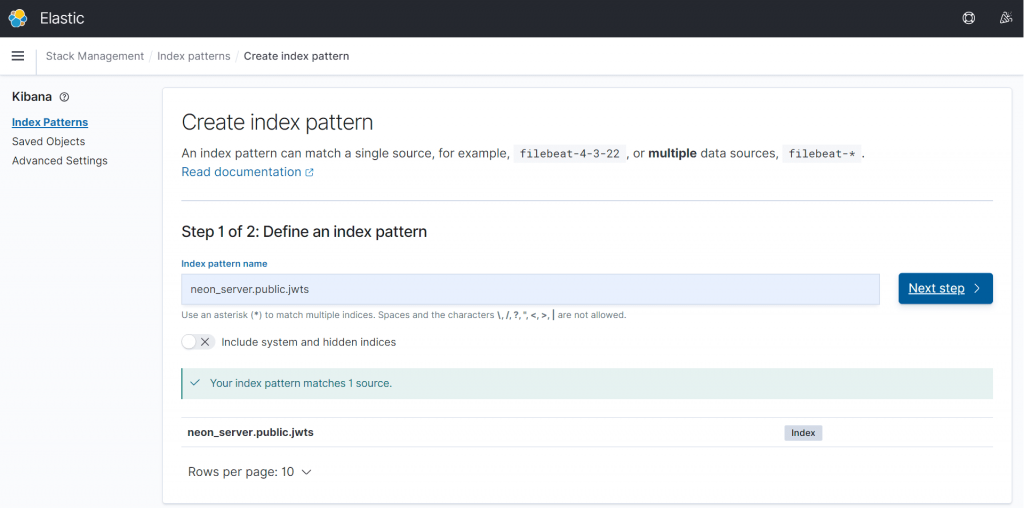 Добавление шаблона индекса в Kibana