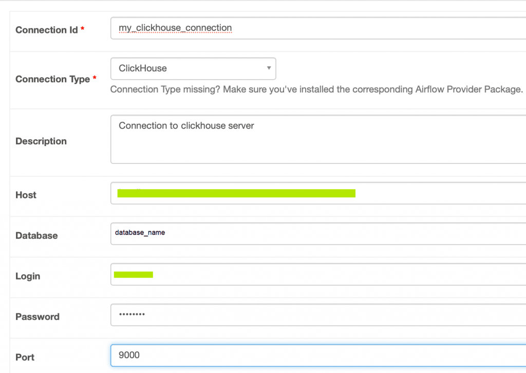 Создание подключения к ClickHouse в Apache AirFlow