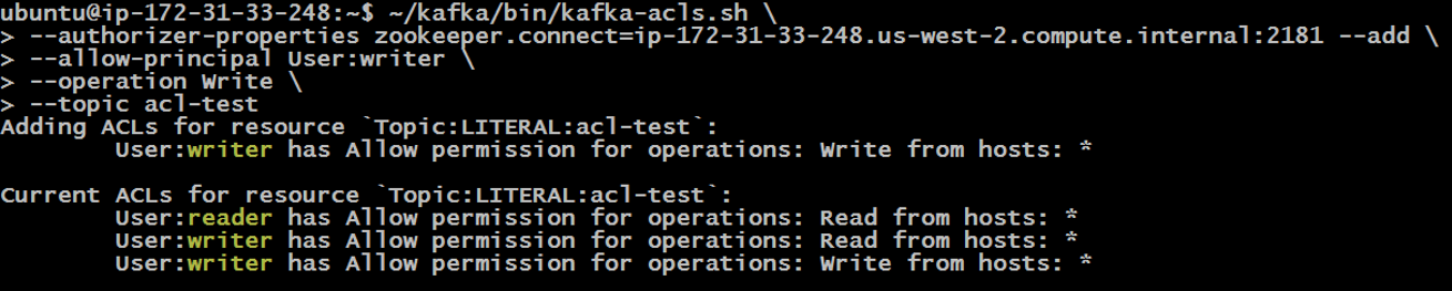Назначение прав доступ с использование RBAC в Apache Kafka пример 2