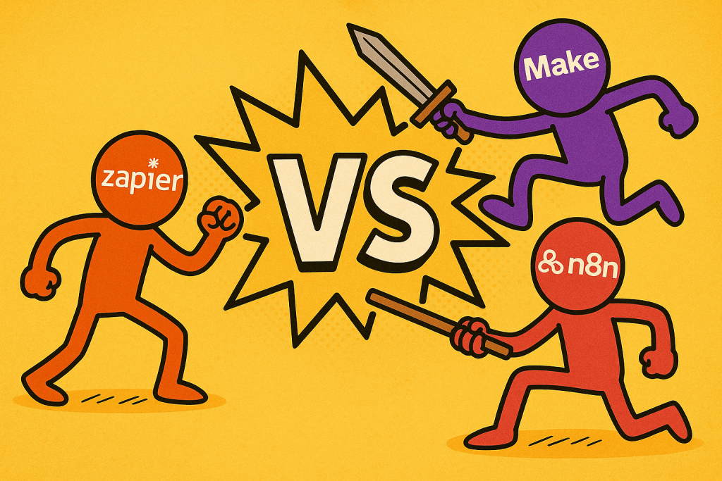 Соревнование платформ автоматизаций Make, Zapier, n8n
