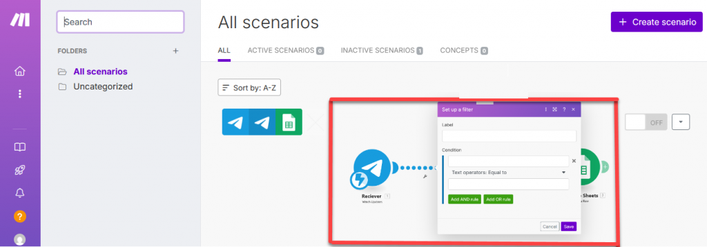 Пример GUI для работы с элементами workflow в Make - https://n8n-school.com
