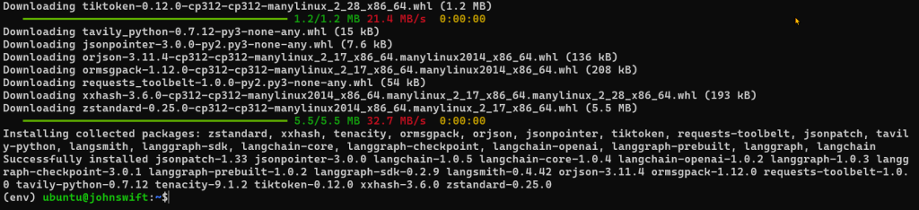 установки необходимых библиотек langchain для Autonomous Prompting