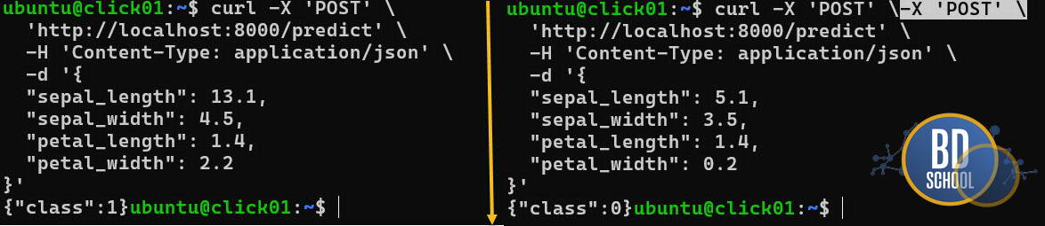 Model inference result through FAST API