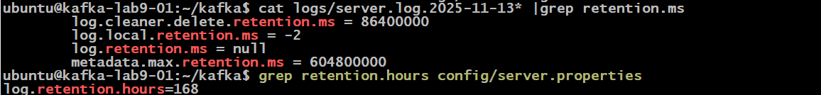 Проверка параметров времени хранения логов в Kafka 