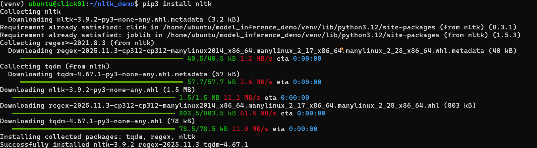 Natural Language ToolKit preparation environment for WSL