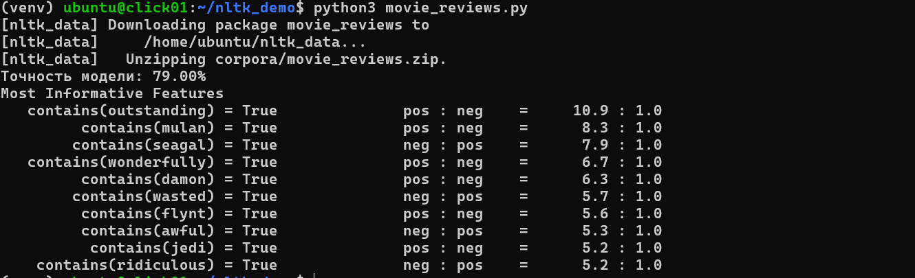 Анализ тональности с помощью nltk