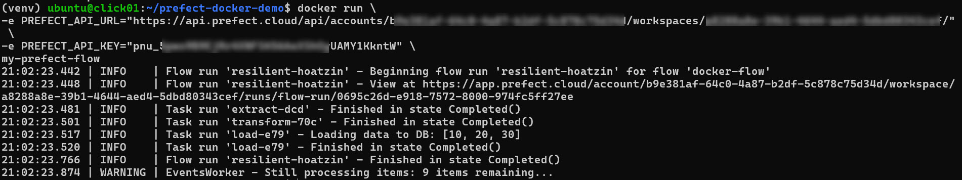 Настройка оркестратора Префект в контейнере с подлкючением к PrefectCloudAPI для мониторинга и управления