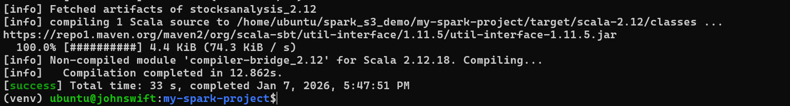 End of compilation code for spark job on