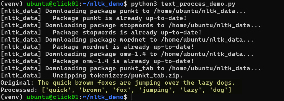 Text lemmatization by nltk