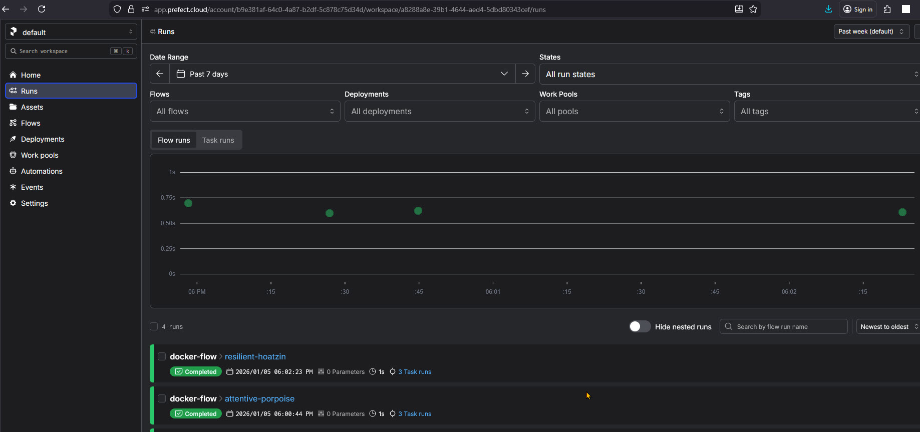 Отслеживание запуска задач и потоков в PrefectCloudAPI