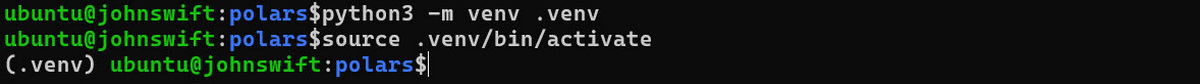 Подготовка venv окружения для запуска polars под WSL Ubuntu Windows