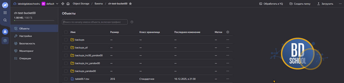 Пример консоли Yandex Cloud S3 storage что такое и как использовать