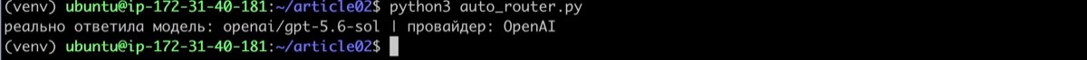 auto router показывает реальную модель, которую подобрал роутер OpenRouter