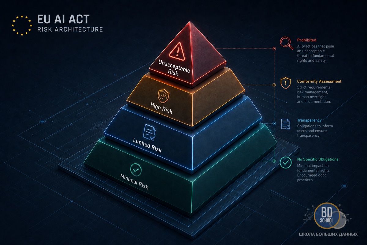 AI Act — регламент Европейского союза, устанавливающий единые правила разработки, внедрения и использования систем искусственного интеллекта в зависимости от уровня риска.