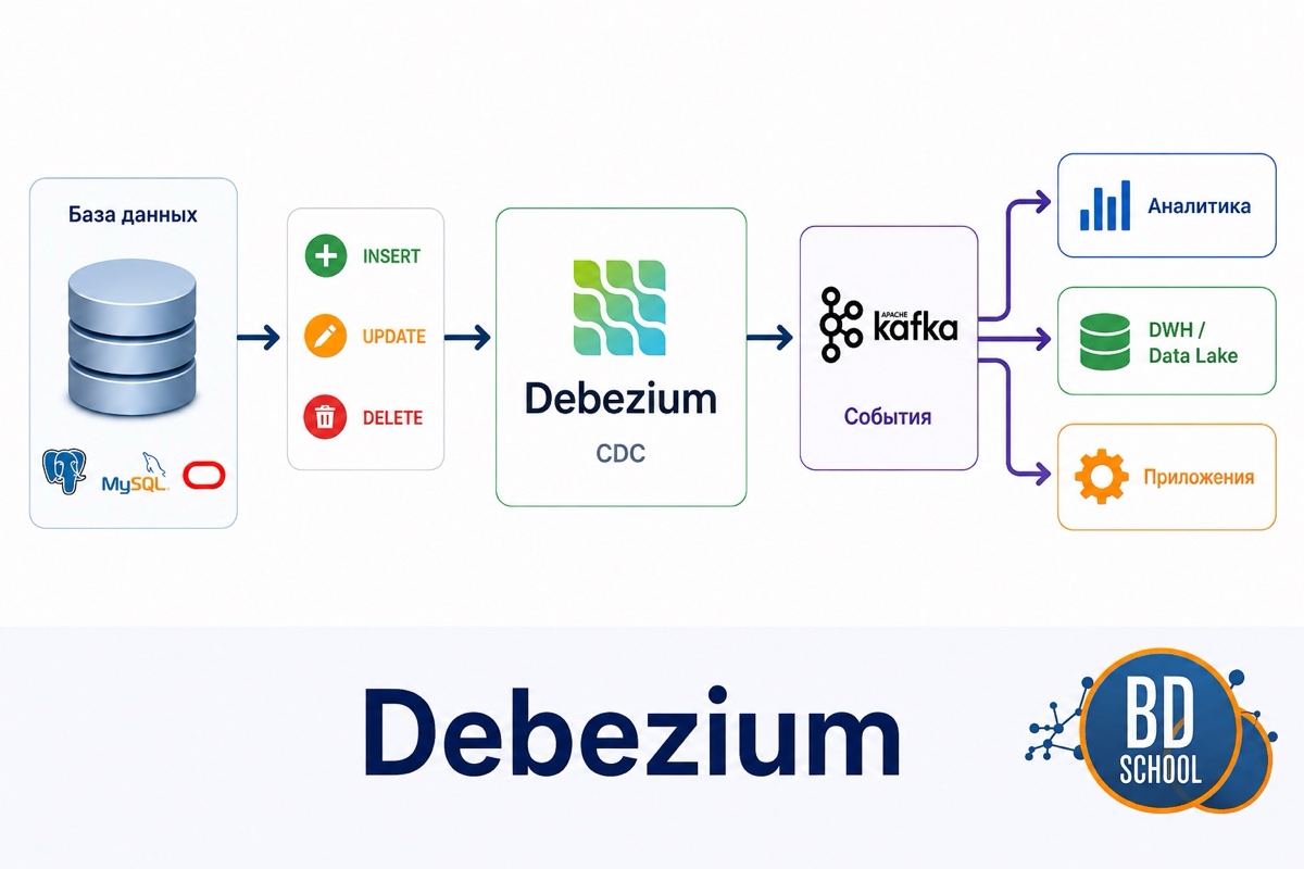 Debezium, поток событий изменения данных из журнала транзакций базы данных