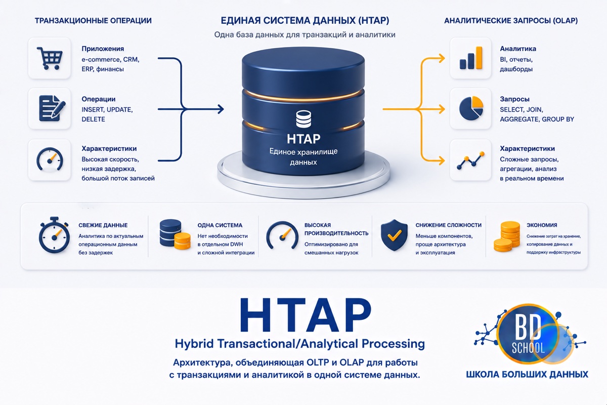 HTAP, одна база данных обслуживает транзакции и аналитику одновременно