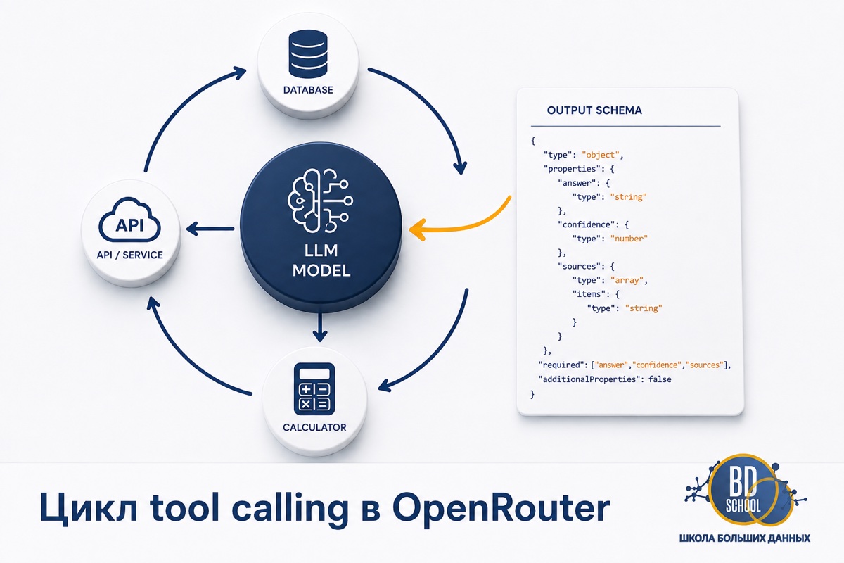 Цикл tool calling в OpenRouter: модель вызывает функции и отвечает строго по JSON-схеме - "Школа Больших Данных"