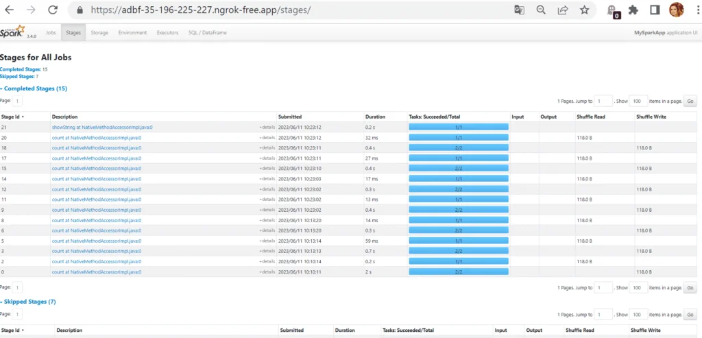 Spark UI этапы заданий