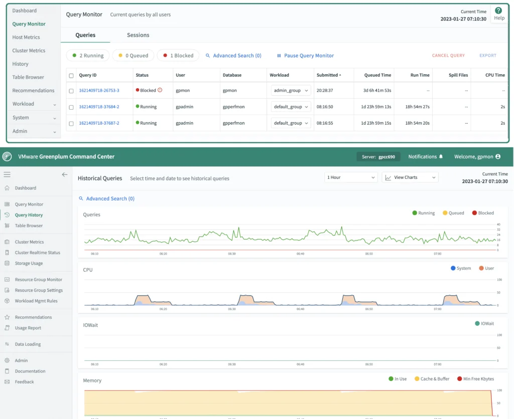 Веб-интерфейс VMware Greenplum Command Center