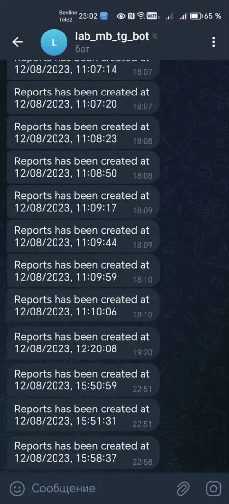 Сообщения в ТГ-бот